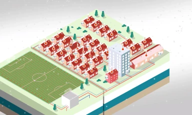 Veld met huizen